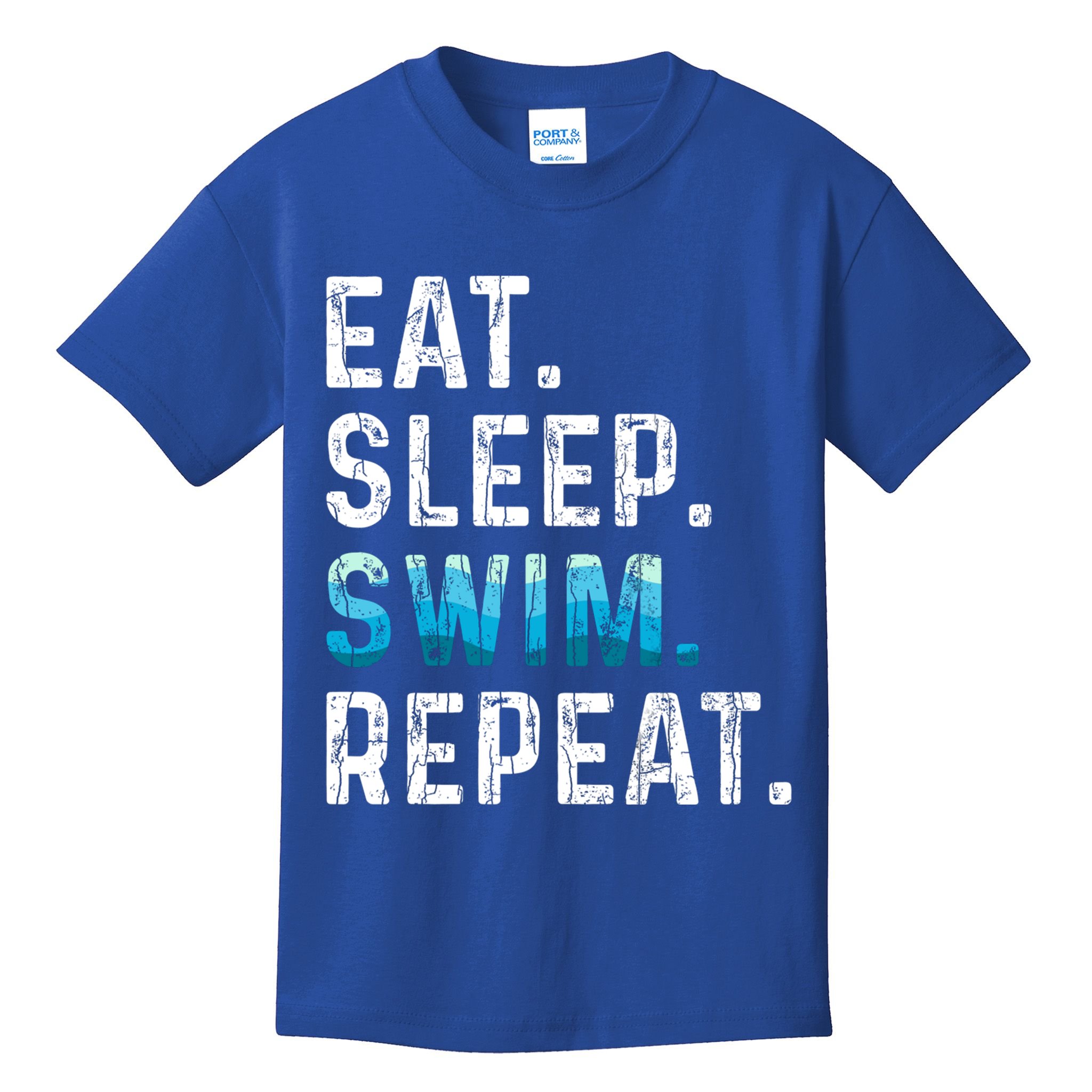 Eat Sleep Swim Repeat Funny Swimmer Swimming Player Graphic Gift Kids T-Shirt