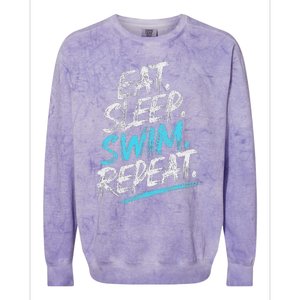 Eat Sleep Swim Repeat Swimming Colorblast Crewneck Sweatshirt