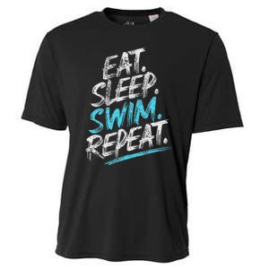 Eat Sleep Swim Repeat Swimming Cooling Performance Crew T-Shirt