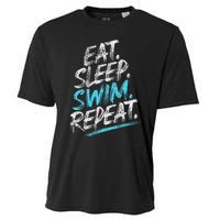 Eat Sleep Swim Repeat Swimming Cooling Performance Crew T-Shirt