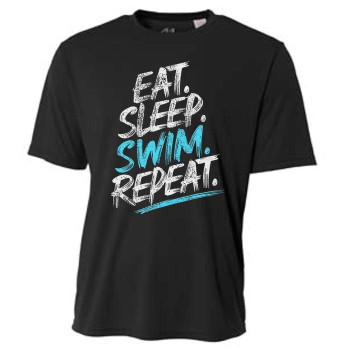 Eat Sleep Swim Repeat Swimming Cooling Performance Crew T-Shirt