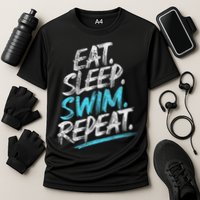 Eat Sleep Swim Repeat Swimming Cooling Performance Crew T-Shirt