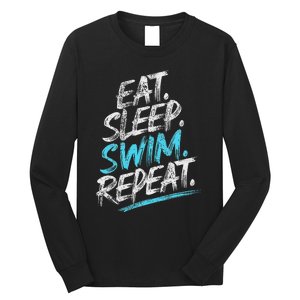 Eat Sleep Swim Repeat Swimming Long Sleeve Shirt