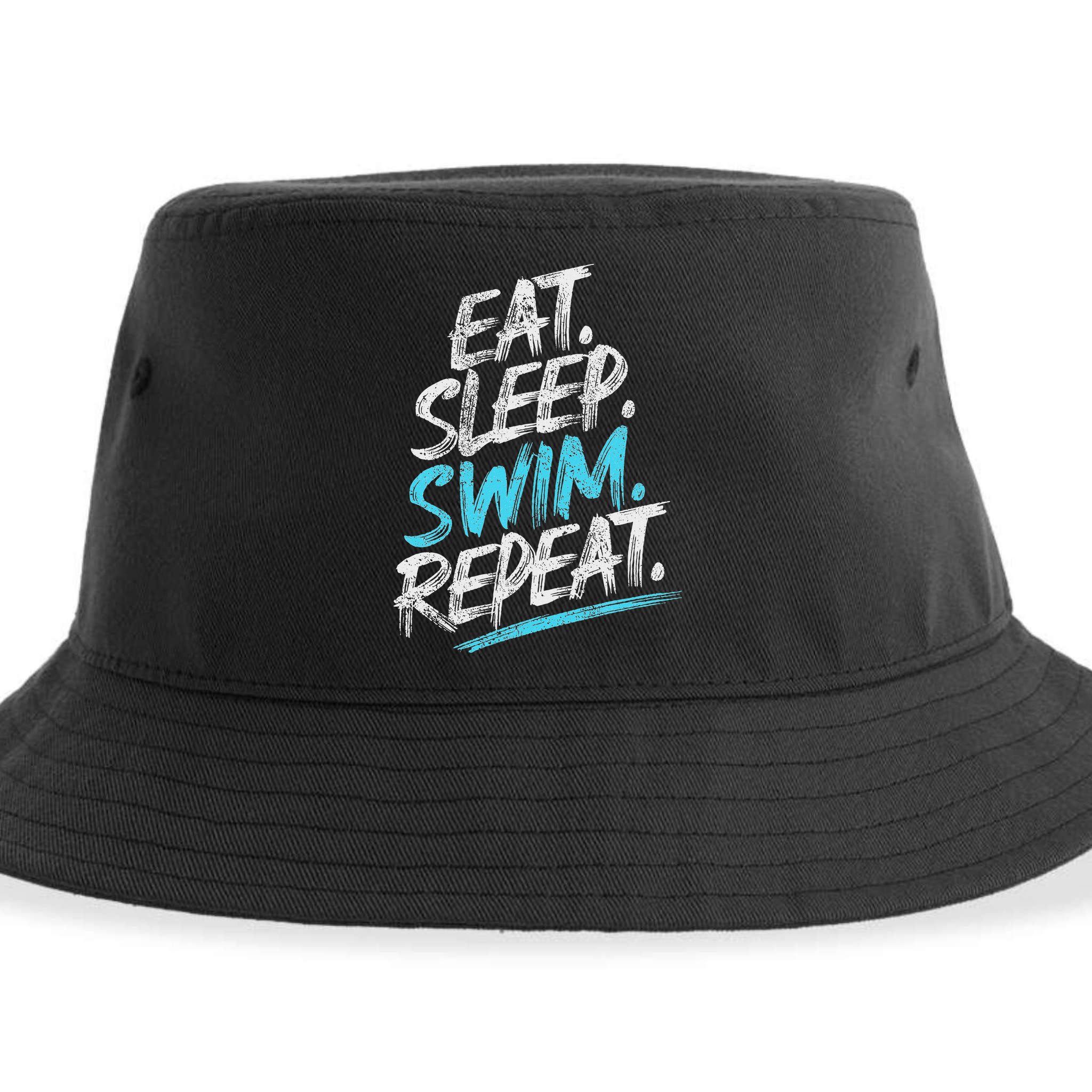 Eat Sleep Swim Repeat Swimming Sustainable Bucket Hat