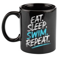 Eat Sleep Swim Repeat Swimming 11oz C Handle Ceramic Mug