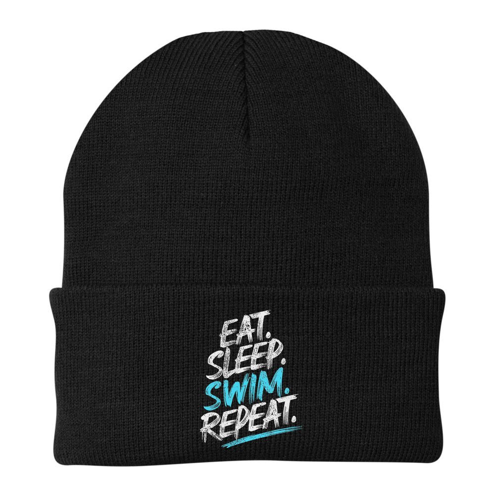 Eat Sleep Swim Repeat Swimming Beanie