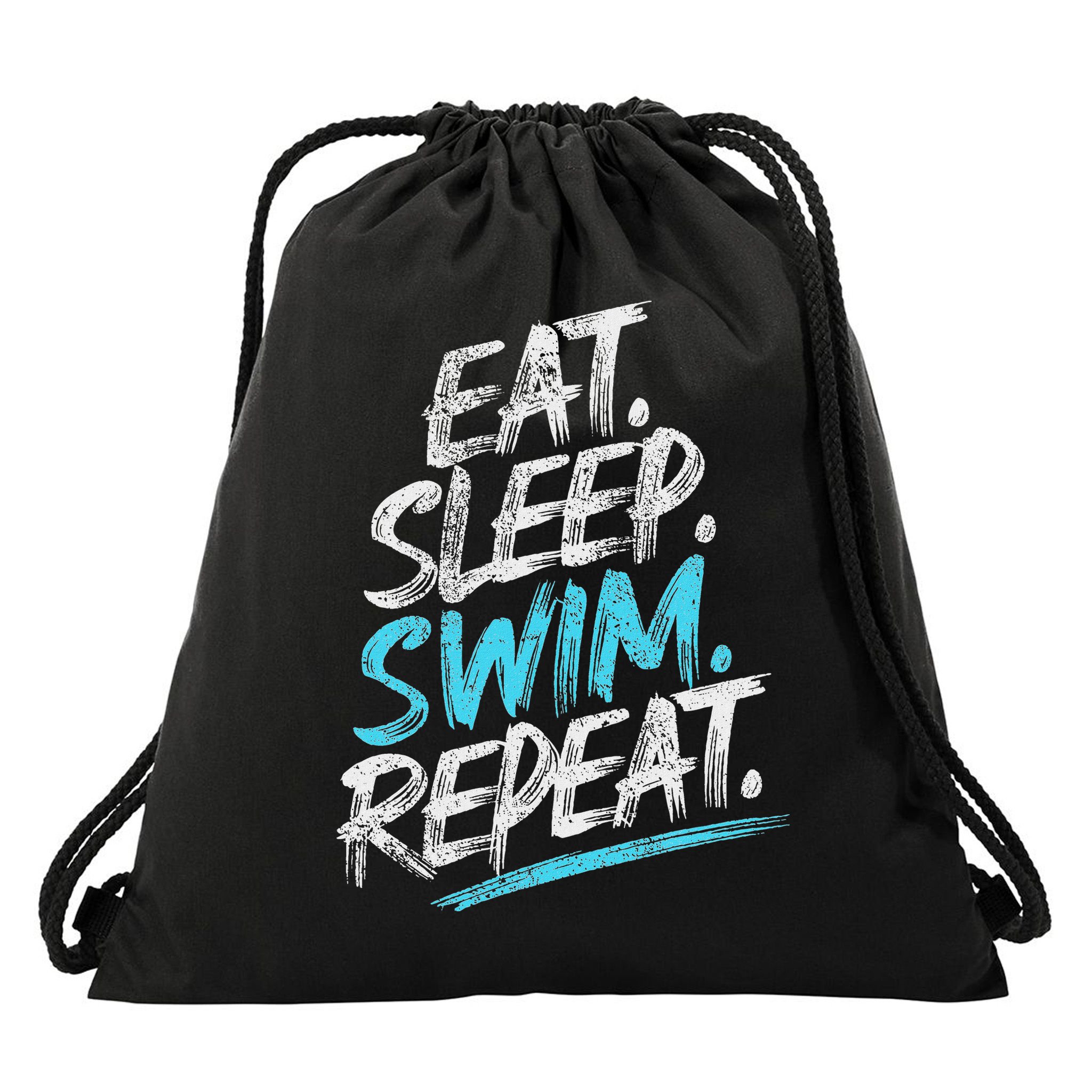 Eat Sleep Swim Repeat Swimming Drawstring Bag