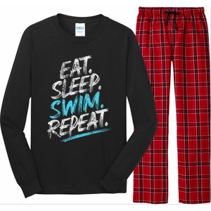 Eat Sleep Swim Repeat Swimming Long Sleeve Pajama Set