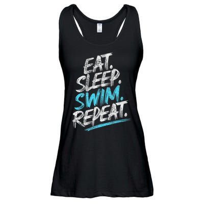 Eat Sleep Swim Repeat Swimming Ladies Essential Flowy Tank