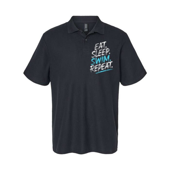 Eat Sleep Swim Repeat Swimming Softstyle Adult Sport Polo