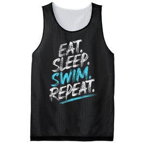 Eat Sleep Swim Repeat Swimming Mesh Reversible Basketball Jersey Tank