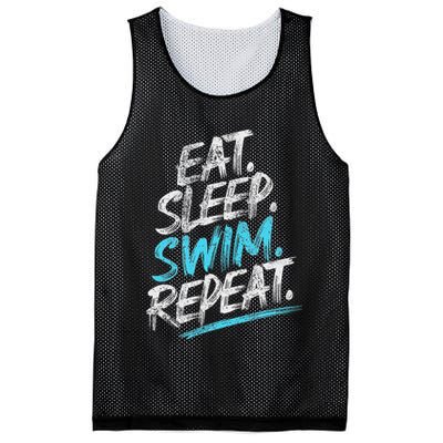 Eat Sleep Swim Repeat Swimming Mesh Reversible Basketball Jersey Tank