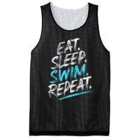 Eat Sleep Swim Repeat Swimming Mesh Reversible Basketball Jersey Tank