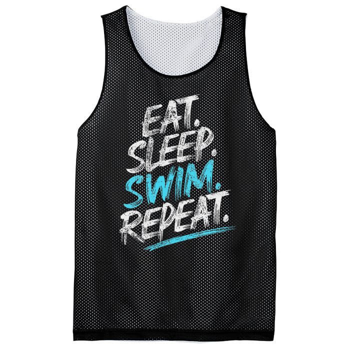 Eat Sleep Swim Repeat Swimming Mesh Reversible Basketball Jersey Tank