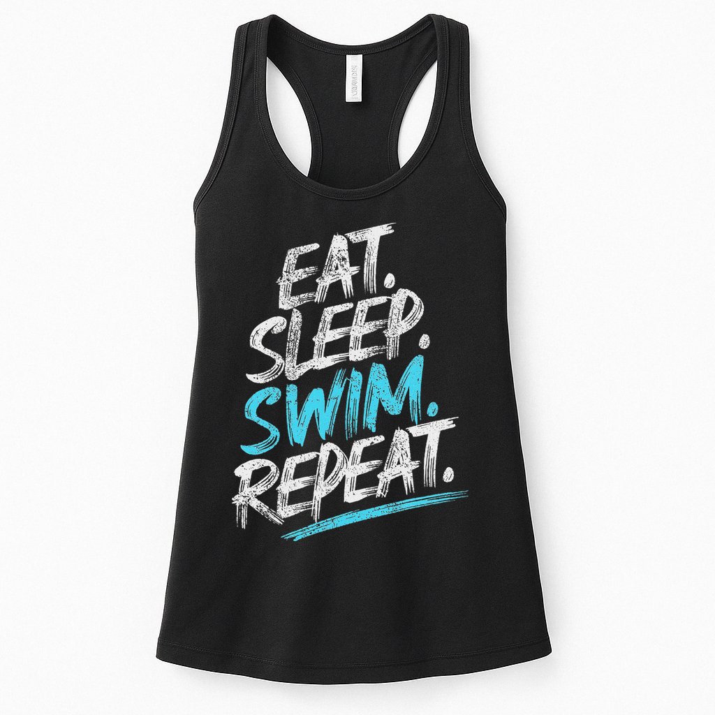 Eat Sleep Swim Repeat Swimming Womens Tank Top