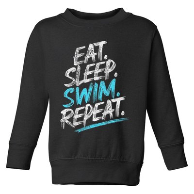 Eat Sleep Swim Repeat Swimming Toddler Sweatshirt