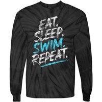 Eat Sleep Swim Repeat Swimming Tie-Dye Long Sleeve Shirt