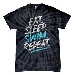 Eat Sleep Swim Repeat Swimming Tie-Dye T-Shirt