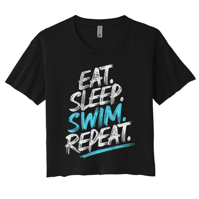 Eat Sleep Swim Repeat Swimming Crop Top