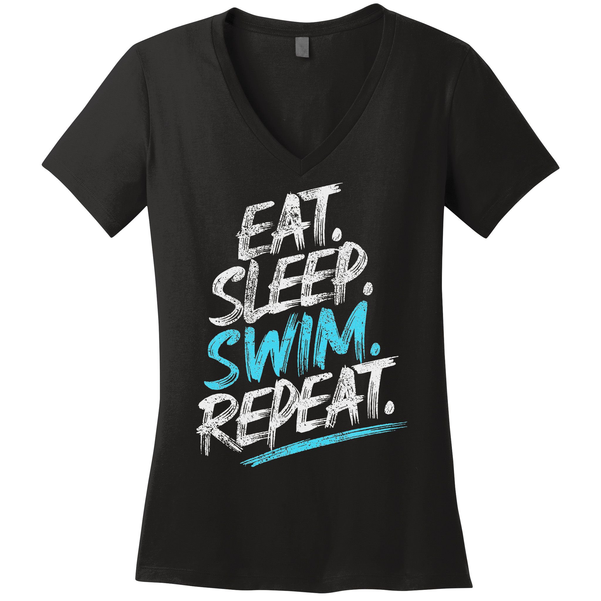 Eat Sleep Swim Repeat Swimming Women's V-Neck T-Shirt