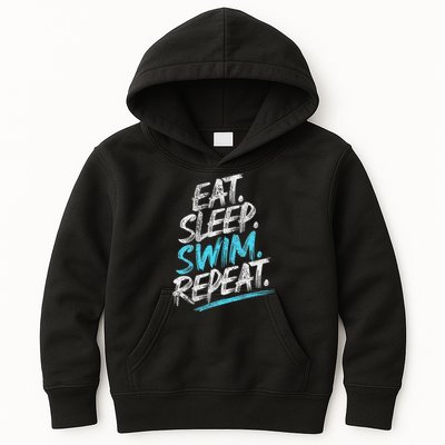 Eat Sleep Swim Repeat Swimming Kids Hoodie