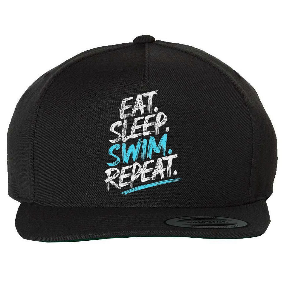Eat Sleep Swim Repeat Swimming Wool Snapback Cap