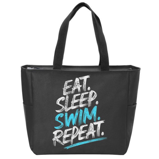 Eat Sleep Swim Repeat Swimming Zip Tote Bag