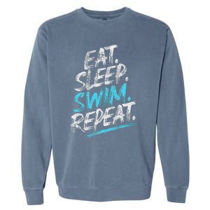 Eat Sleep Swim Repeat Swimming Garment-Dyed Sweatshirt