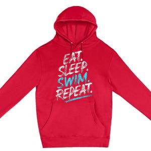 Eat Sleep Swim Repeat Swimming Premium Pullover Hoodie