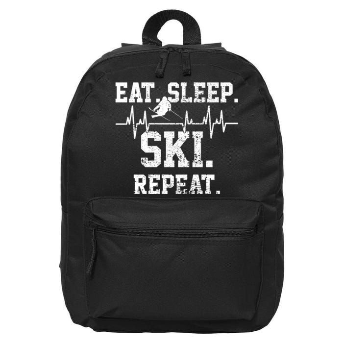 Eat Sleep Ski Repeat Skiing Skier Lover Funny Gift 16 in Basic Backpack