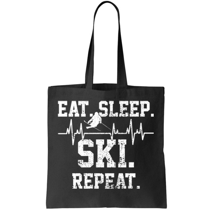 Eat Sleep Ski Repeat Skiing Skier Lover Funny Gift Tote Bag