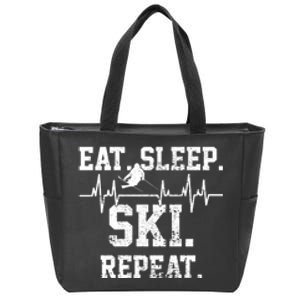 Eat Sleep Ski Repeat Skiing Skier Lover Funny Gift Zip Tote Bag