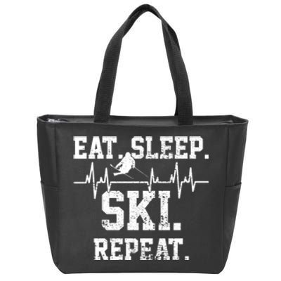 Eat Sleep Ski Repeat Skiing Skier Lover Funny Gift Zip Tote Bag