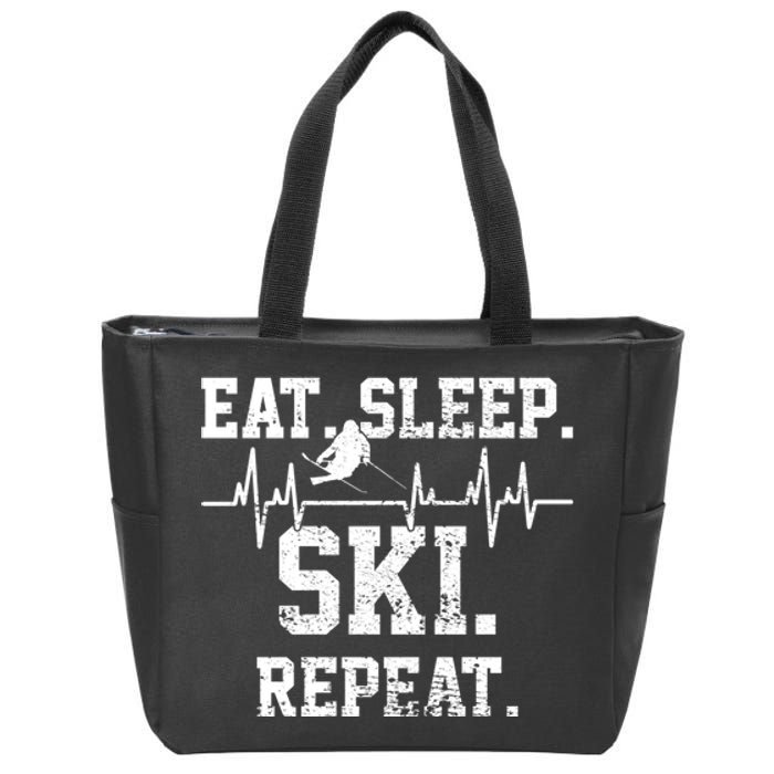 Eat Sleep Ski Repeat Skiing Skier Lover Funny Gift Zip Tote Bag