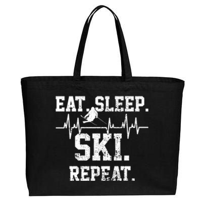 Eat Sleep Ski Repeat Skiing Skier Lover Funny Gift Cotton Canvas Jumbo Tote