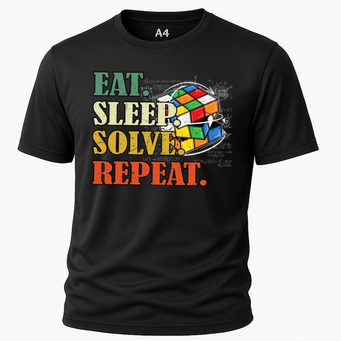 Eat Sleep Solve Repeat Math Speed Cubing Puzzle Lover Cube Cooling Performance Crew T-Shirt