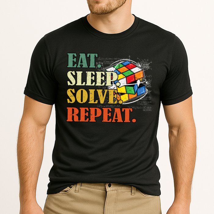 Eat Sleep Solve Repeat Math Speed Cubing Puzzle Lover Cube Cooling Performance Crew T-Shirt