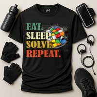 Eat Sleep Solve Repeat Math Speed Cubing Puzzle Lover Cube Cooling Performance Crew T-Shirt