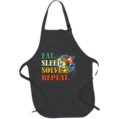 Eat Sleep Solve Repeat Math Speed Cubing Puzzle Lover Cube Full-Length Apron With Pockets
