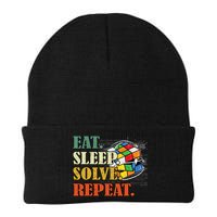 Eat Sleep Solve Repeat Math Speed Cubing Puzzle Lover Cube Knit Cap Winter Beanie