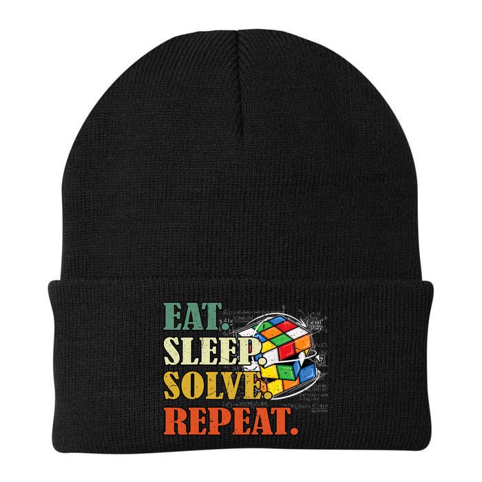 Eat Sleep Solve Repeat Math Speed Cubing Puzzle Lover Cube Knit Cap Winter Beanie