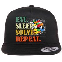 Eat Sleep Solve Repeat Math Speed Cubing Puzzle Lover Cube Flat Bill Trucker Hat