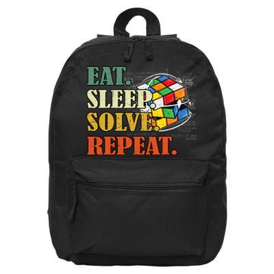 Eat Sleep Solve Repeat Math Speed Cubing Puzzle Lover Cube 16 in Basic Backpack