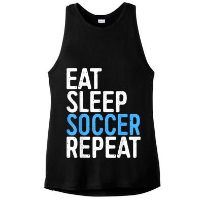 Eat Sleep Soccer Repeat Ladies PosiCharge Tri-Blend Wicking Tank