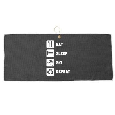 Eat Sleep Ski Repeat Snow Skiing Colorado Mountain Skier Tee Cool Gift Large Microfiber Waffle Golf Towel