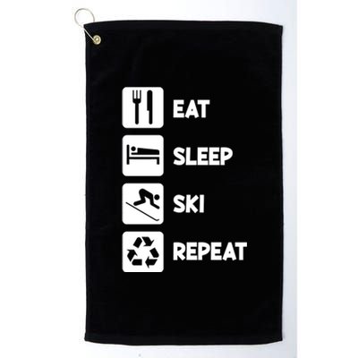 Eat Sleep Ski Repeat Snow Skiing Colorado Mountain Skier Tee Cool Gift Platinum Collection Golf Towel