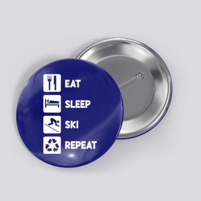 Eat Sleep Ski Repeat Snow Skiing Colorado Mountain Skier Tee Cool Gift Button