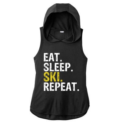 Eat Sleep Ski Repeat Gift Skiing Funny Gift Ladies PosiCharge Tri-Blend Wicking Draft Hoodie Tank