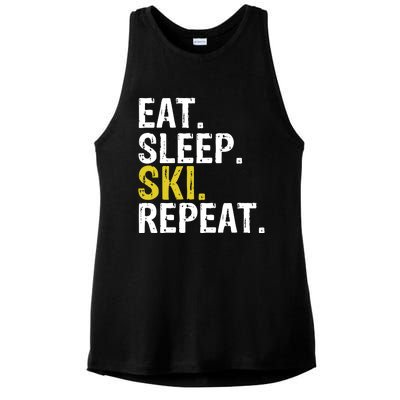 Eat Sleep Ski Repeat Gift Skiing Funny Gift Ladies PosiCharge Tri-Blend Wicking Tank