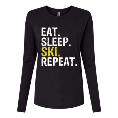 Eat Sleep Ski Repeat Gift Skiing Funny Gift Womens Cotton Relaxed Long Sleeve T-Shirt